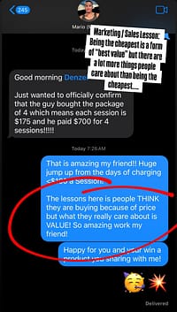 Client Testimonial 5 Client conversation highlighting lead generation success